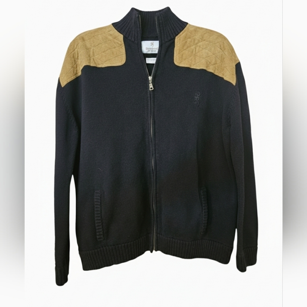 Browning For Her Women’s XL Full Zip Sweater Jacket Quilted Shoulder Black